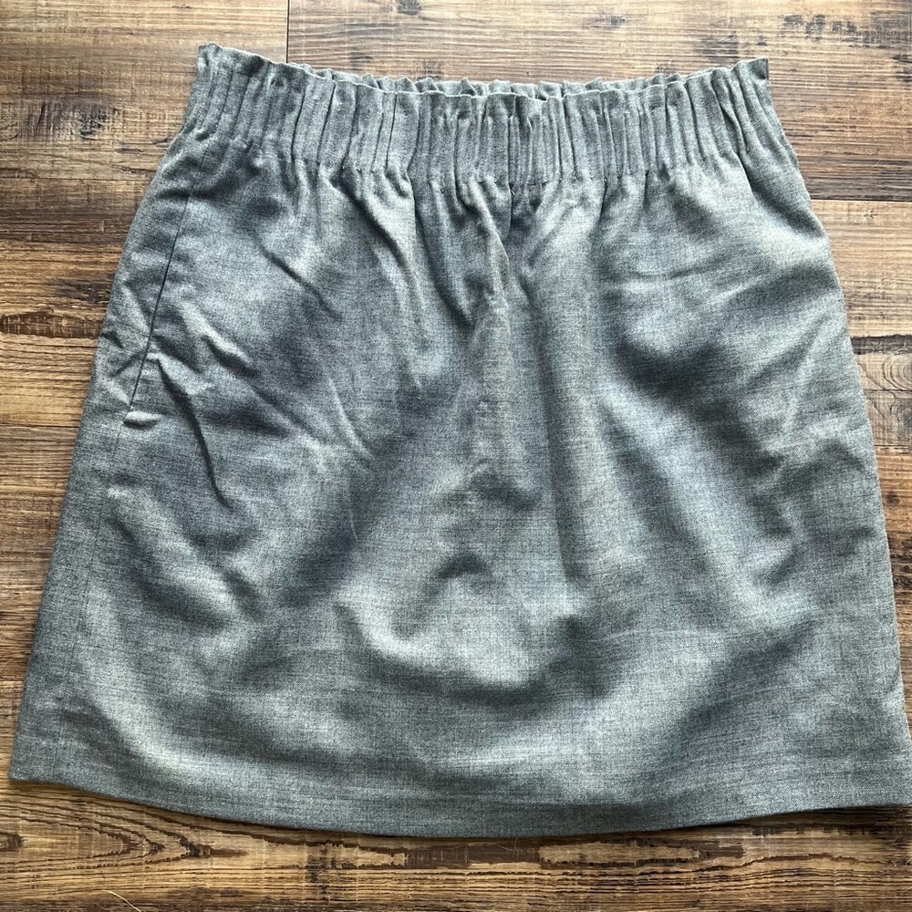 J. Crew Womens Sidewalk Skirt Gray Wool Blend Elastic Waist Pockets Size 4